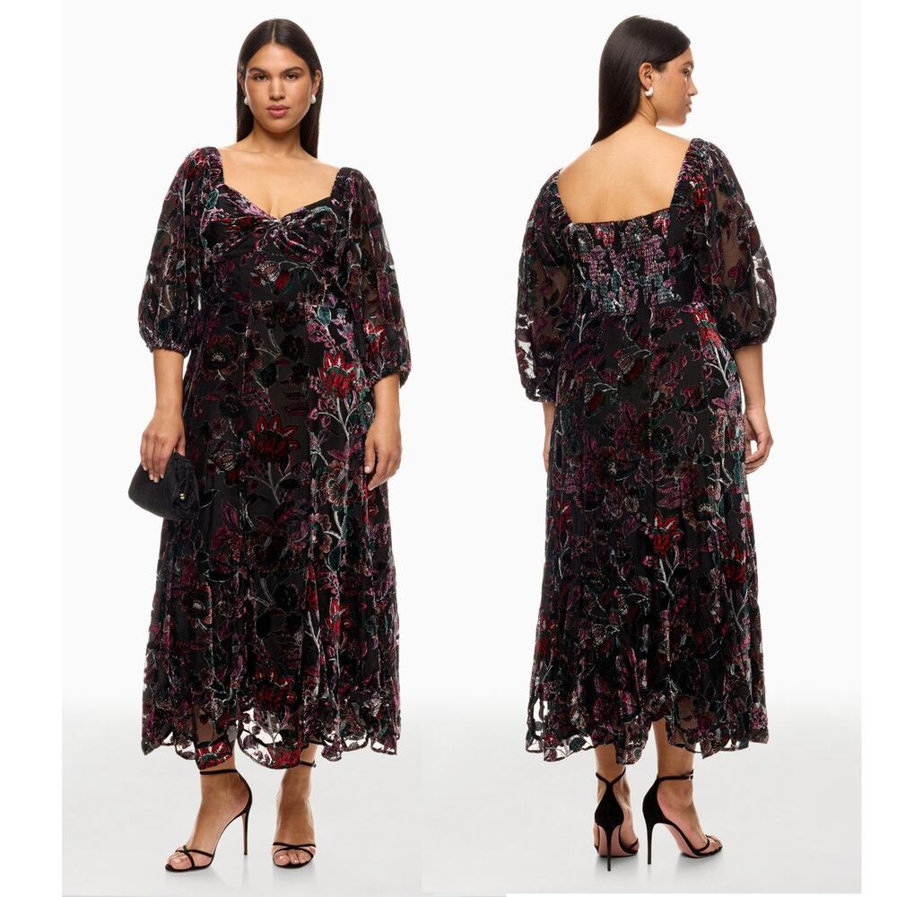 NWT Anthropologie Hutch Velvet Burnout Floral Cami Dress L Midi Wedding Event‎